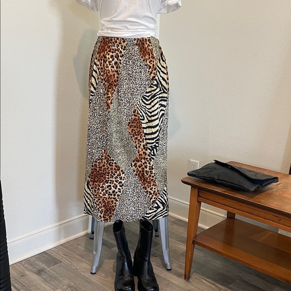 Leopard and Zebra Print Midi Skirt
